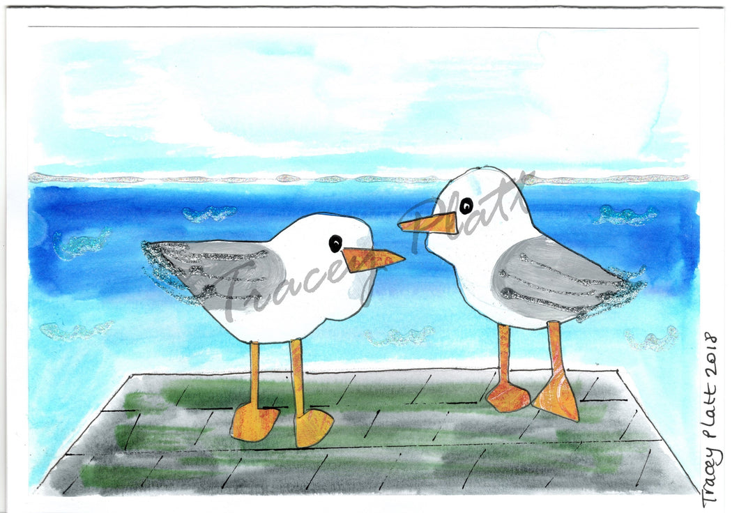 PRINTED CARD - Seagulls on the Roof