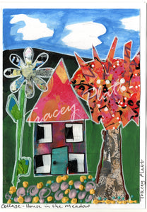 ORIGINAL MIXED MEDIA COLLAGE ART CARD - House