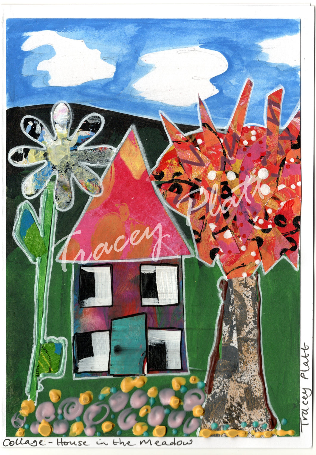 ORIGINAL MIXED MEDIA COLLAGE ART CARD - House