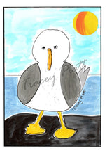 Load image into Gallery viewer, PRINTED CARD - Cornish Seagull on Rock
