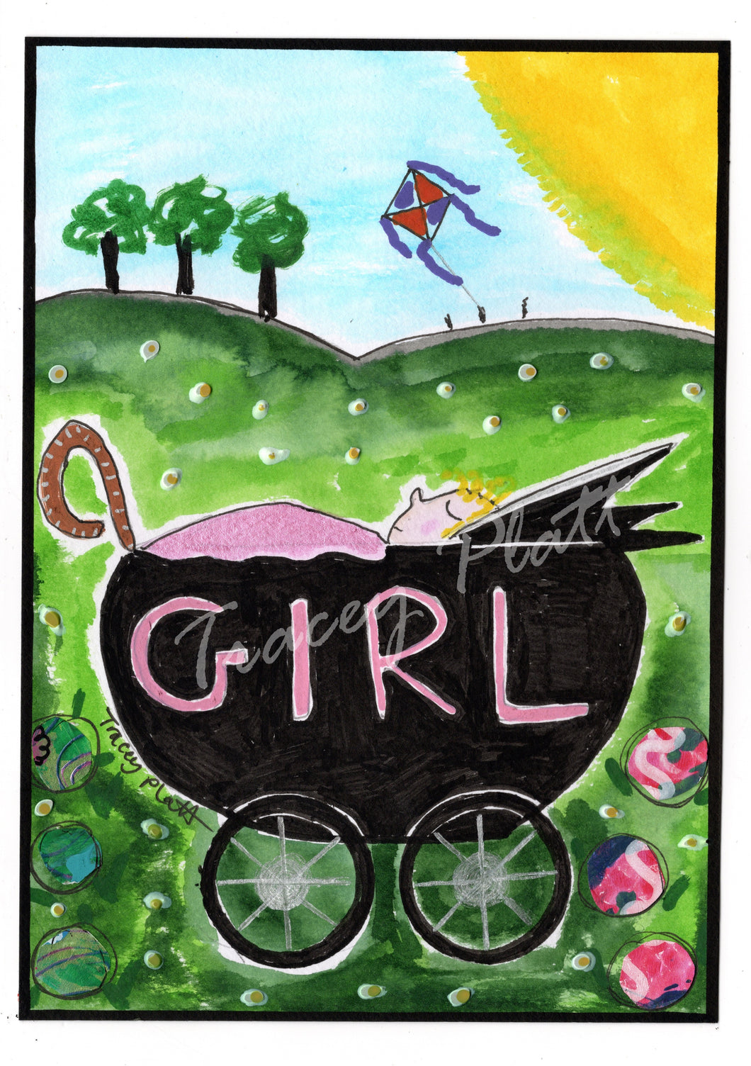 ORIGINAL MIXED MEDIA COLLAGE ART CARD - Baby Girl