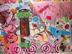 UNFRAMED MOUNTED MIXED MEDIA COLLAGE ON PAPER - Jungle Candy