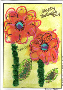 HAPPY MOTHER'S DAY - ORIGINAL MIXED MEDIA COLLAGE ART CARD - abstract Flowers