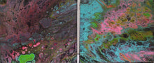 Load image into Gallery viewer, PAIR OF FLOW ART PAINTINGS ON CANVASES - Pink Blue Green - NOW SOLD
