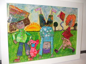 COLLAGE ON BOARD - Playing In The Park - NOW SOLD!
