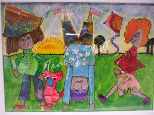 COLLAGE ON BOARD - Playing In The Park - NOW SOLD!
