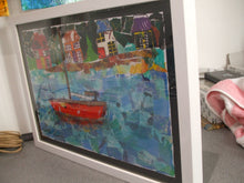 Load image into Gallery viewer, MIXED MEDIA COLLAGE IN FRAME - Boat On a Cornish River

