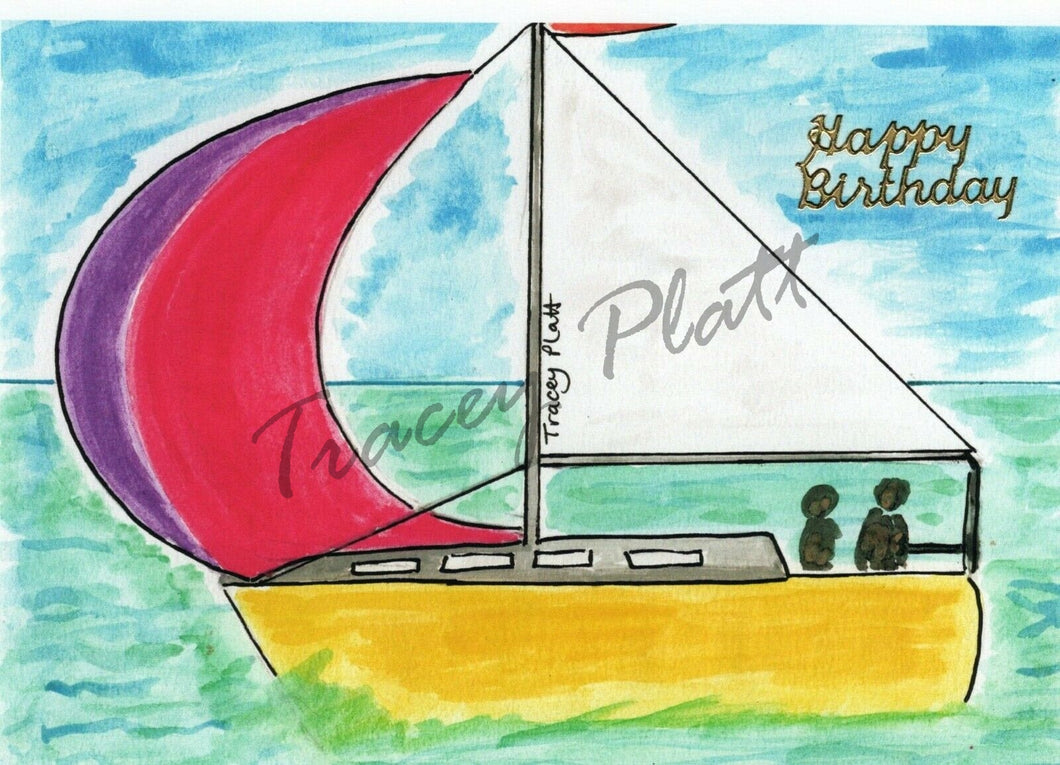 HAPPY BIRTHDAY - PRINTED CARD - Sailing